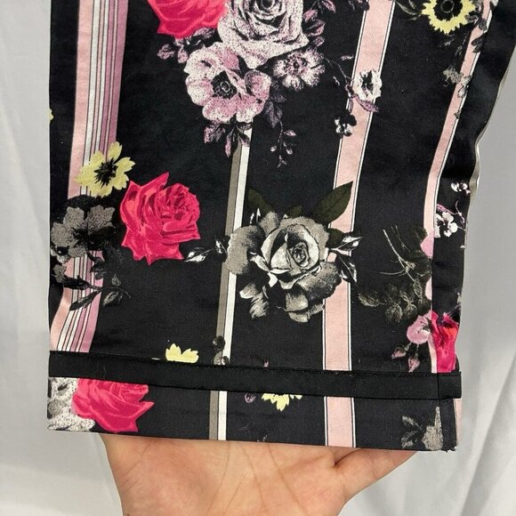Victoria's Secret Women's Floral Satin Pj Pajama Set Shirt Pants Sz Medium Black - Picture 12 of 15